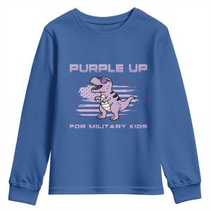 Purple Up For Military Kids Youth Sweatshirt Military Child Month Army Dinosaur Dino TS10 Royal Blue Print Your Wear