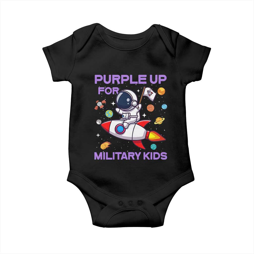 Purple Up For Military Kids Baby Onesie Military Child Month Astronaut Funny TS10 Black Print Your Wear