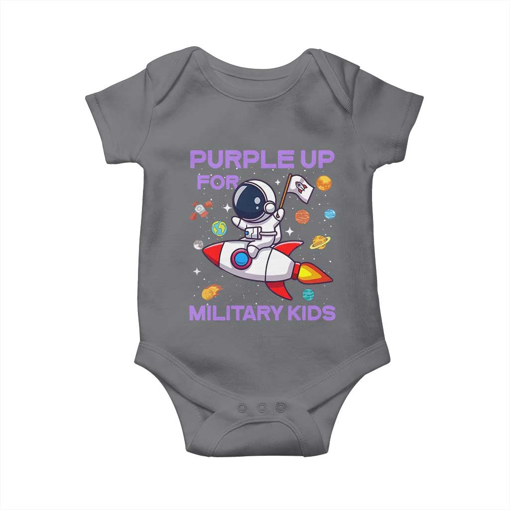 Purple Up For Military Kids Baby Onesie Military Child Month Astronaut Funny TS10 Charcoal Print Your Wear