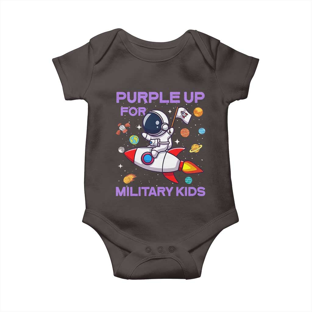 Purple Up For Military Kids Baby Onesie Military Child Month Astronaut Funny TS10 Dark Chocolate Print Your Wear