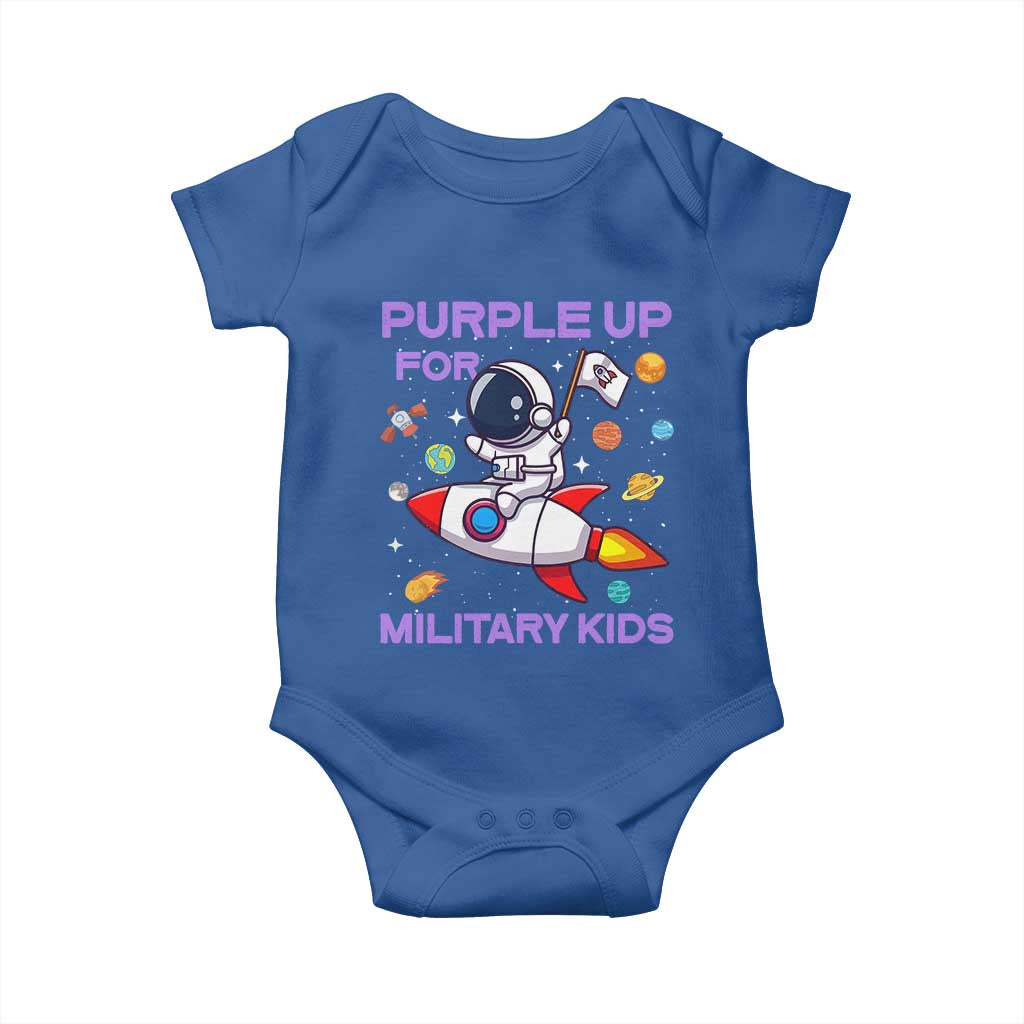 Purple Up For Military Kids Baby Onesie Military Child Month Astronaut Funny TS10 Royal Blue Print Your Wear
