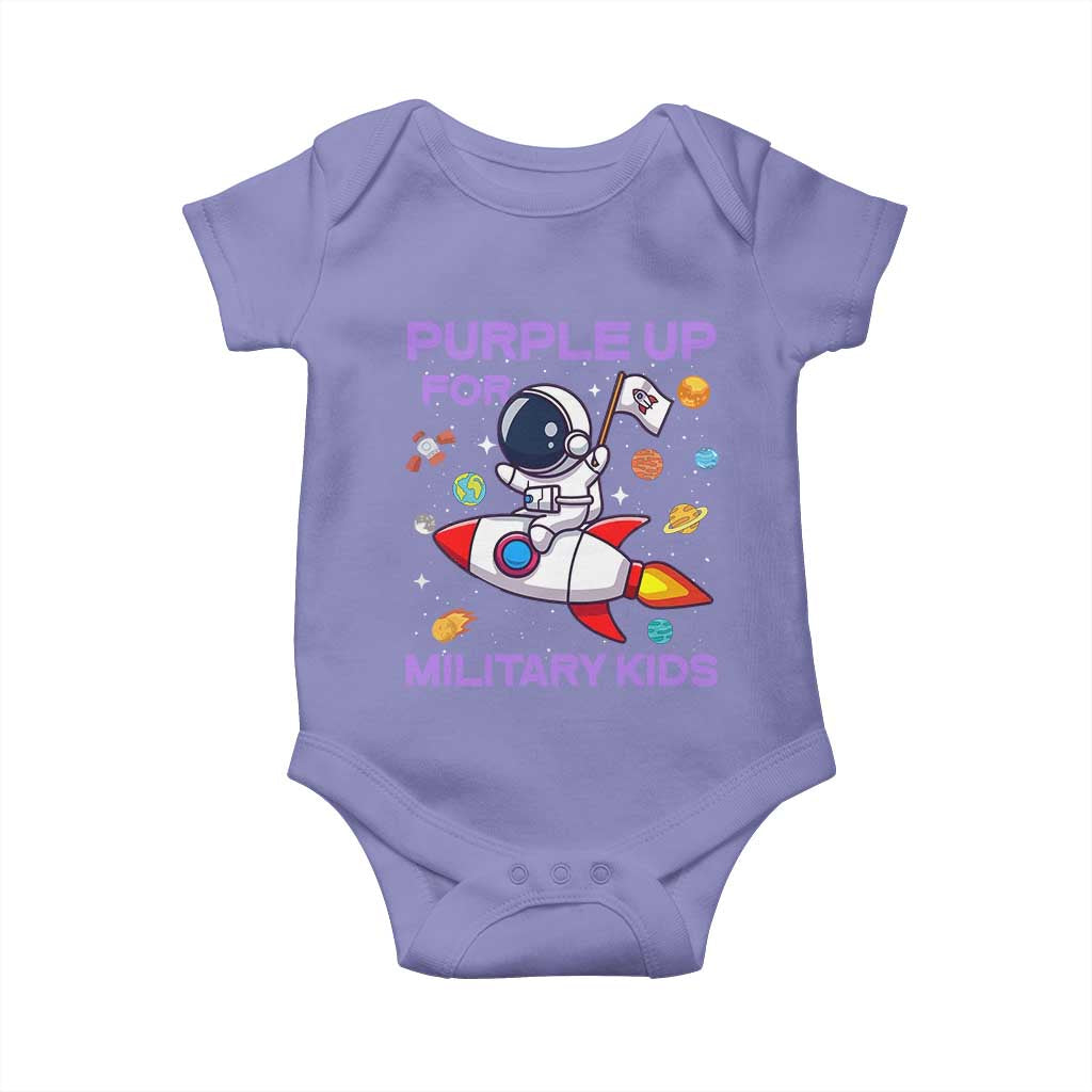 Purple Up For Military Kids Baby Onesie Military Child Month Astronaut Funny TS10 Violet Print Your Wear