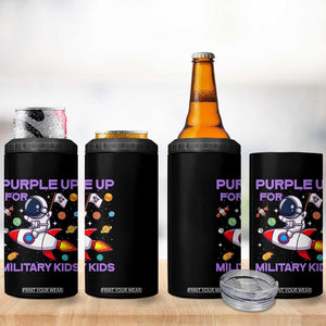 Purple Up For Military Kids 4 in 1 Can Cooler Tumbler Military Child Month Astronaut Funny TS10 Print Your Wear