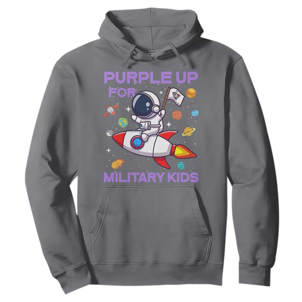 Purple Up For Military Kids Hoodie Military Child Month Astronaut Funny TS10 Charcoal Print Your Wear
