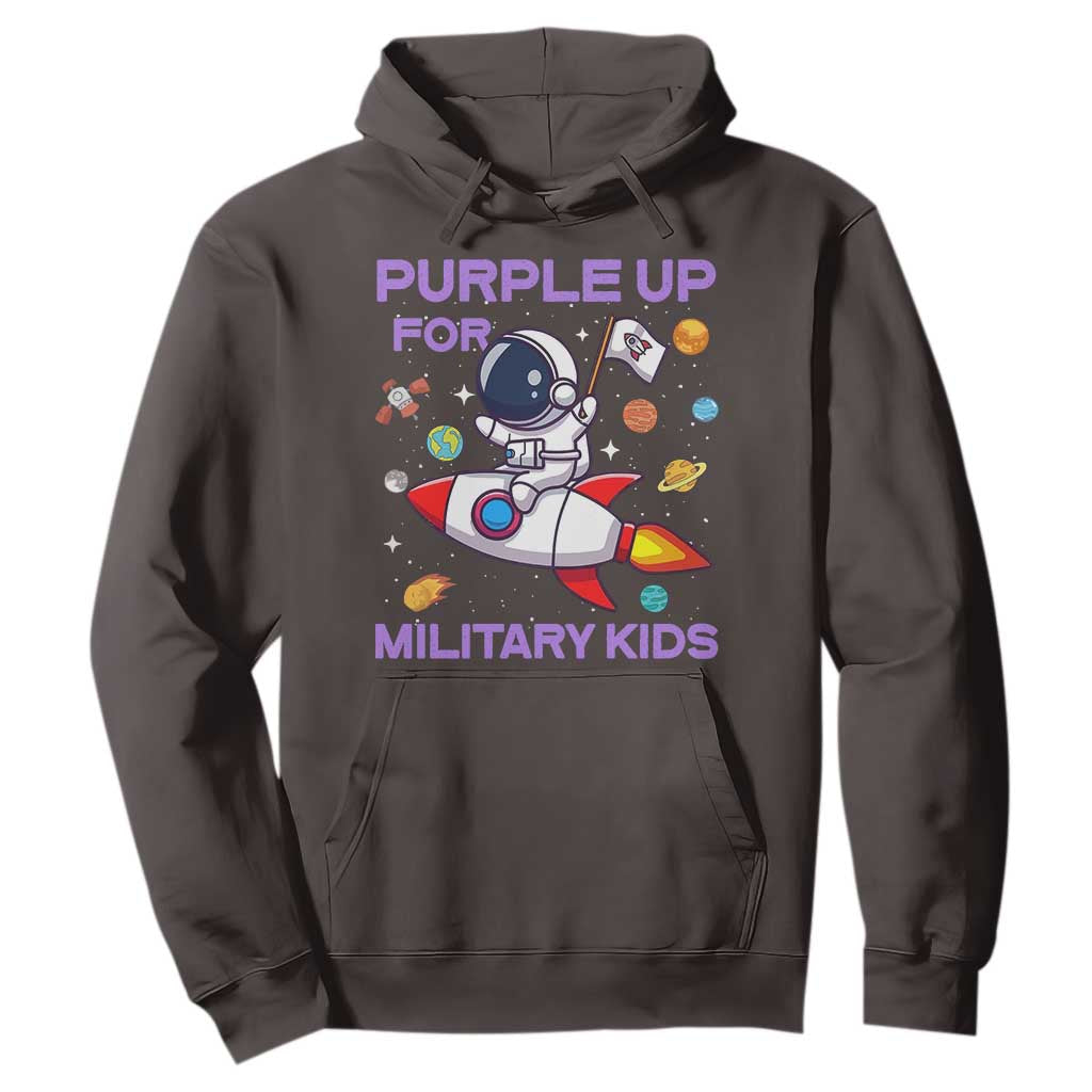Purple Up For Military Kids Hoodie Military Child Month Astronaut Funny TS10 Dark Chocolate Print Your Wear