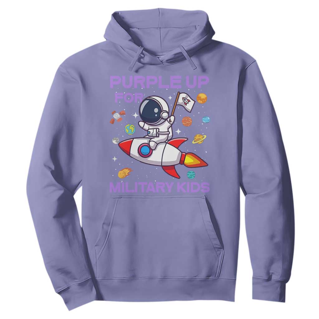 Purple Up For Military Kids Hoodie Military Child Month Astronaut Funny TS10 Violet Print Your Wear