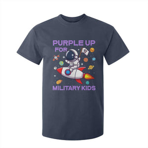 Purple Up For Military Kids T Shirt For Kid Military Child Month Astronaut Funny TS10 Navy Print Your Wear