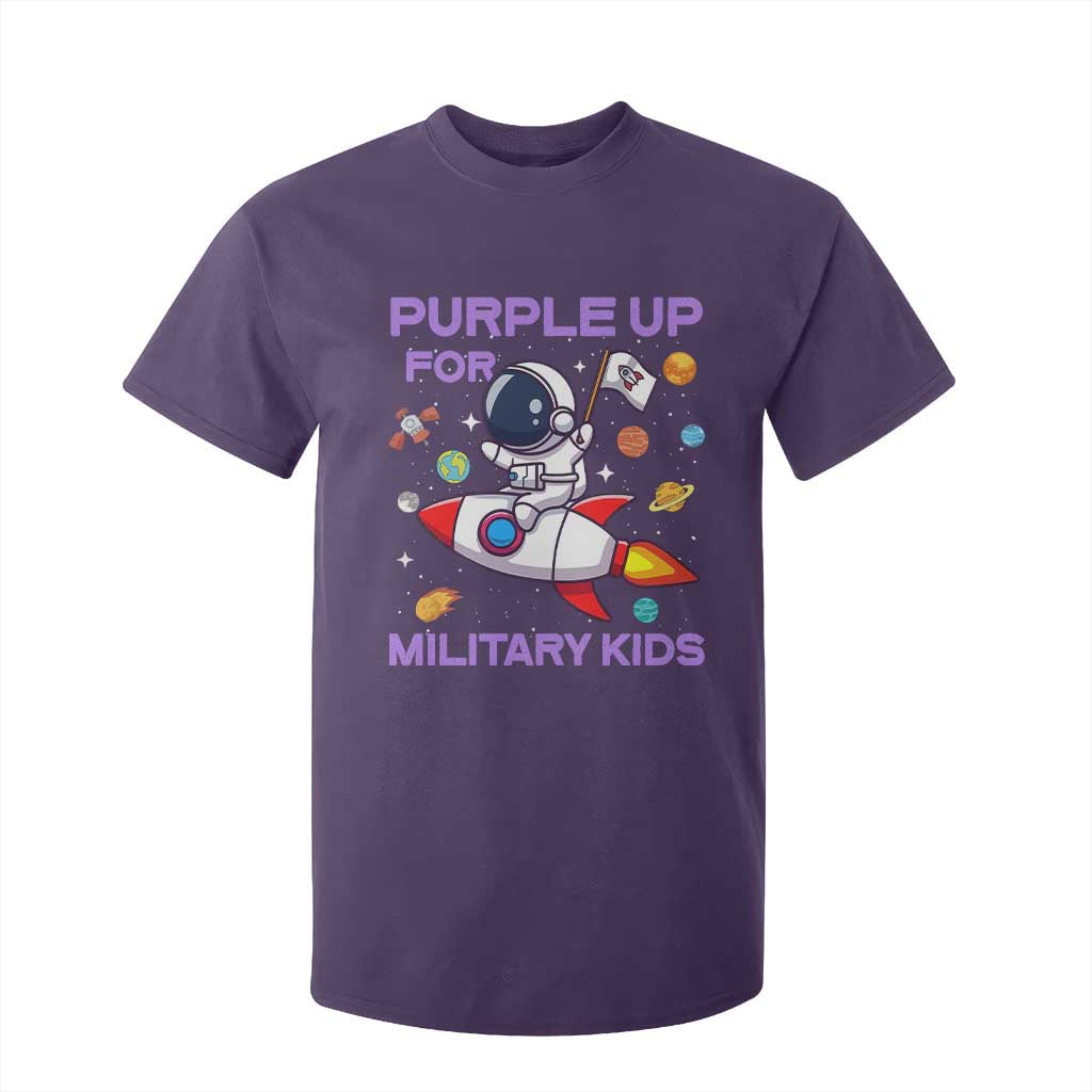 Purple Up For Military Kids T Shirt For Kid Military Child Month Astronaut Funny TS10 Purple Print Your Wear