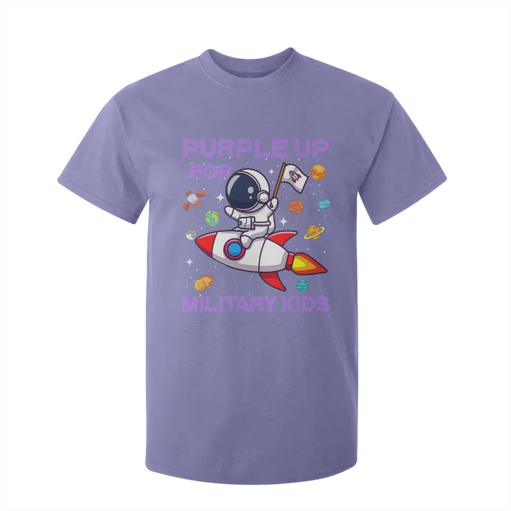 Purple Up For Military Kids T Shirt For Kid Military Child Month Astronaut Funny TS10 Violet Print Your Wear