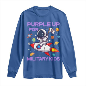 Purple Up For Military Kids Long Sleeve Shirt Military Child Month Astronaut Funny TS10 Royal Blue Print Your Wear