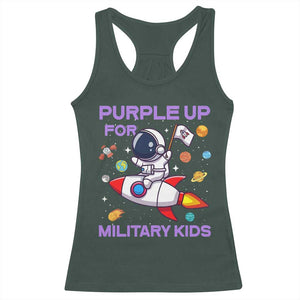 Purple Up For Military Kids Racerback Tank Top Military Child Month Astronaut Funny TS10 Dark Forest Green Print Your Wear