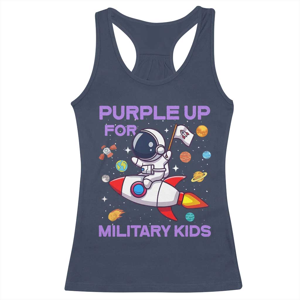 Purple Up For Military Kids Racerback Tank Top Military Child Month Astronaut Funny TS10 Navy Print Your Wear