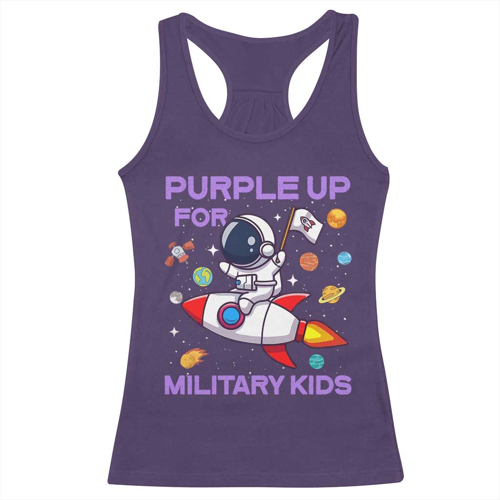 Purple Up For Military Kids Racerback Tank Top Military Child Month Astronaut Funny TS10 Purple Print Your Wear