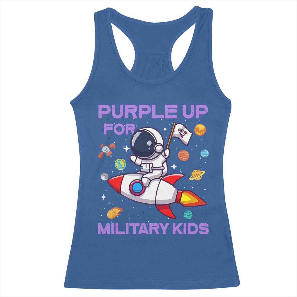 Purple Up For Military Kids Racerback Tank Top Military Child Month Astronaut Funny TS10 Royal Blue Print Your Wear