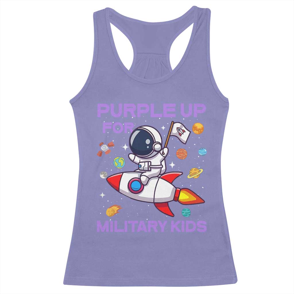 Purple Up For Military Kids Racerback Tank Top Military Child Month Astronaut Funny TS10 Violet Print Your Wear