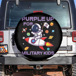 Purple Up For Military Kids Spare Tire Cover Military Child Month Astronaut Funny TS10 No hole Black Print Your Wear