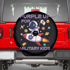 Purple Up For Military Kids Spare Tire Cover Military Child Month Astronaut Funny TS10 Black Print Your Wear