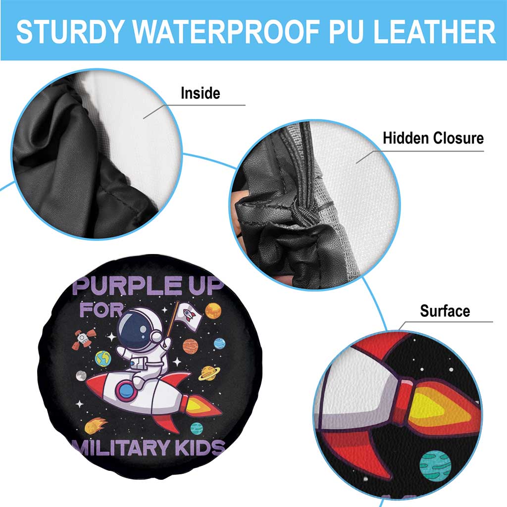 Purple Up For Military Kids Spare Tire Cover Military Child Month Astronaut Funny TS10 Print Your Wear
