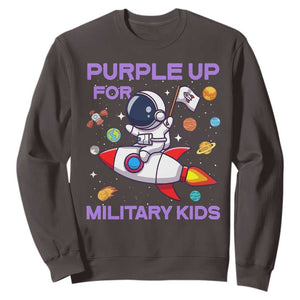 Purple Up For Military Kids Sweatshirt Military Child Month Astronaut Funny TS10 Dark Chocolate Print Your Wear