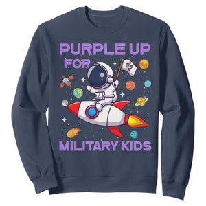 Purple Up For Military Kids Sweatshirt Military Child Month Astronaut Funny TS10 Navy Print Your Wear