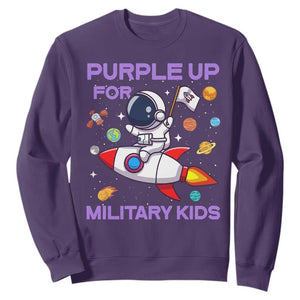 Purple Up For Military Kids Sweatshirt Military Child Month Astronaut Funny TS10 Purple Print Your Wear