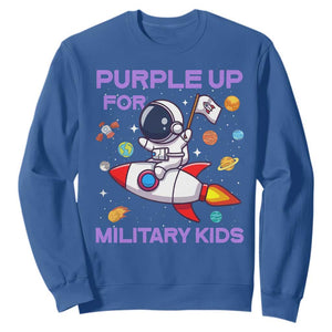 Purple Up For Military Kids Sweatshirt Military Child Month Astronaut Funny TS10 Royal Blue Print Your Wear
