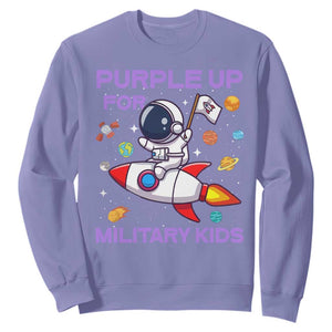Purple Up For Military Kids Sweatshirt Military Child Month Astronaut Funny TS10 Violet Print Your Wear