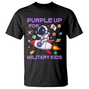 Purple Up For Military Kids T Shirt Military Child Month Astronaut Funny TS10 Black Print Your Wear
