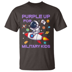 Purple Up For Military Kids T Shirt Military Child Month Astronaut Funny TS10 Dark Chocolate Print Your Wear