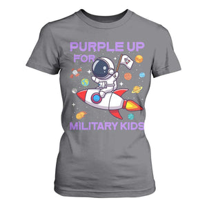 Purple Up For Military Kids T Shirt For Women Military Child Month Astronaut Funny TS10 Charcoal Print Your Wear