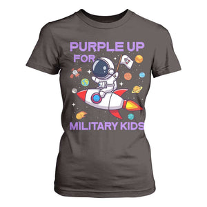 Purple Up For Military Kids T Shirt For Women Military Child Month Astronaut Funny TS10 Dark Chocolate Print Your Wear