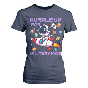 Purple Up For Military Kids T Shirt For Women Military Child Month Astronaut Funny TS10 Navy Print Your Wear