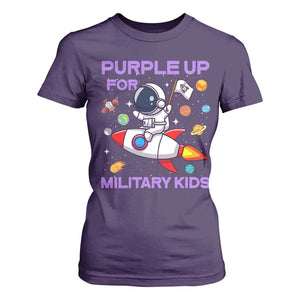 Purple Up For Military Kids T Shirt For Women Military Child Month Astronaut Funny TS10 Purple Print Your Wear
