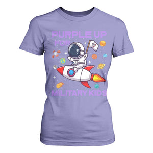Purple Up For Military Kids T Shirt For Women Military Child Month Astronaut Funny TS10 Violet Print Your Wear