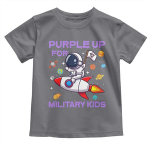 Purple Up For Military Kids Toddler T Shirt Military Child Month Astronaut Funny TS10 Charcoal Print Your Wear