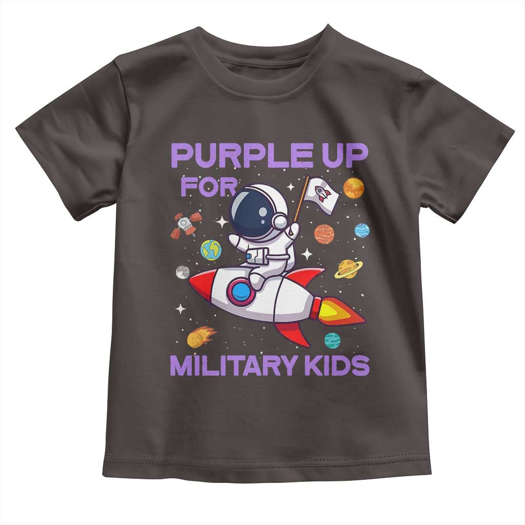 Purple Up For Military Kids Toddler T Shirt Military Child Month Astronaut Funny TS10 Dark Chocolate Print Your Wear