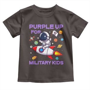 Purple Up For Military Kids Toddler T Shirt Military Child Month Astronaut Funny TS10 Dark Chocolate Print Your Wear