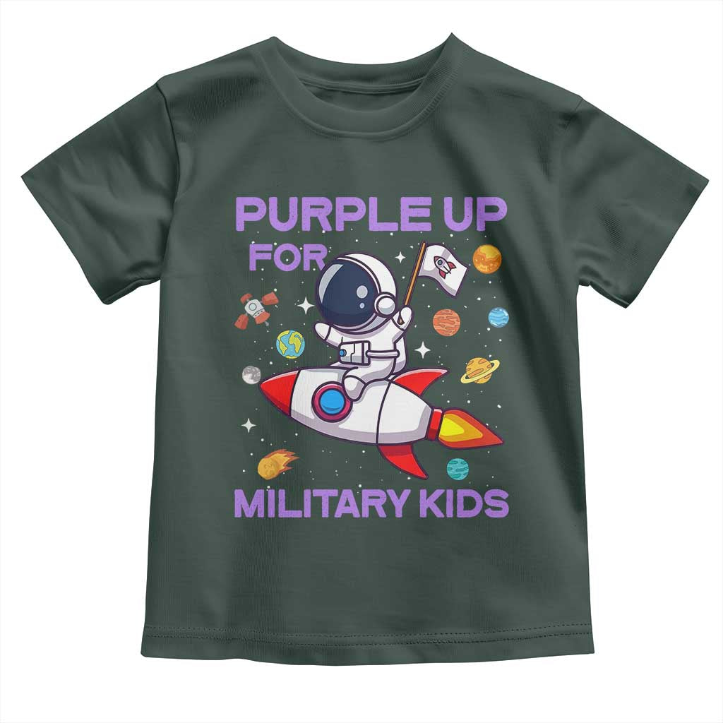 Purple Up For Military Kids Toddler T Shirt Military Child Month Astronaut Funny TS10 Dark Forest Green Print Your Wear