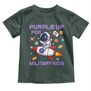 Purple Up For Military Kids Toddler T Shirt Military Child Month Astronaut Funny TS10 Dark Forest Green Print Your Wear