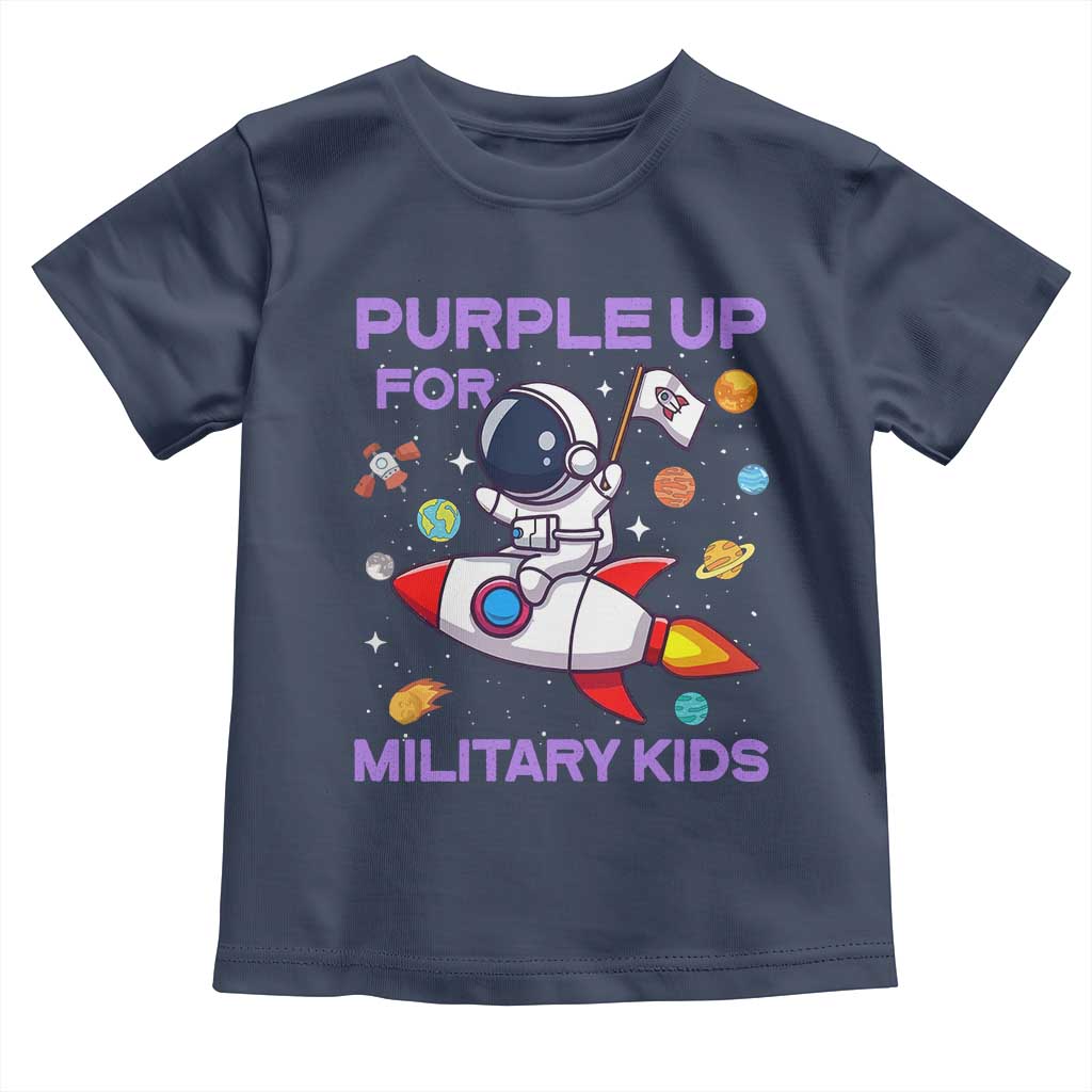 Purple Up For Military Kids Toddler T Shirt Military Child Month Astronaut Funny TS10 Navy Print Your Wear