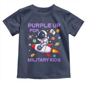 Purple Up For Military Kids Toddler T Shirt Military Child Month Astronaut Funny TS10 Navy Print Your Wear