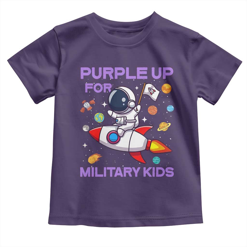Purple Up For Military Kids Toddler T Shirt Military Child Month Astronaut Funny TS10 Purple Print Your Wear