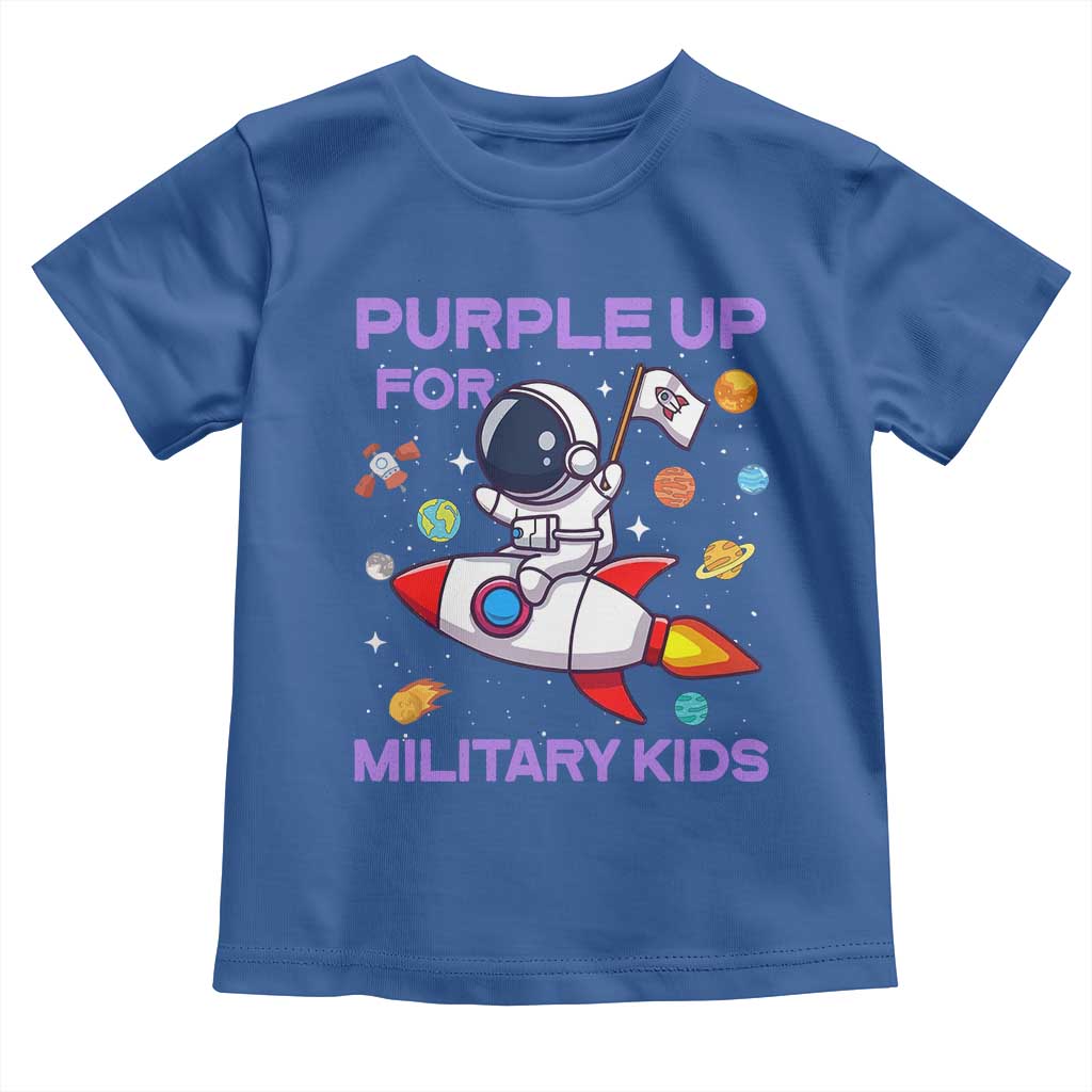 Purple Up For Military Kids Toddler T Shirt Military Child Month Astronaut Funny TS10 Royal Blue Print Your Wear