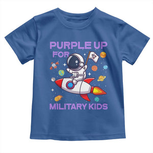 Purple Up For Military Kids Toddler T Shirt Military Child Month Astronaut Funny TS10 Royal Blue Print Your Wear