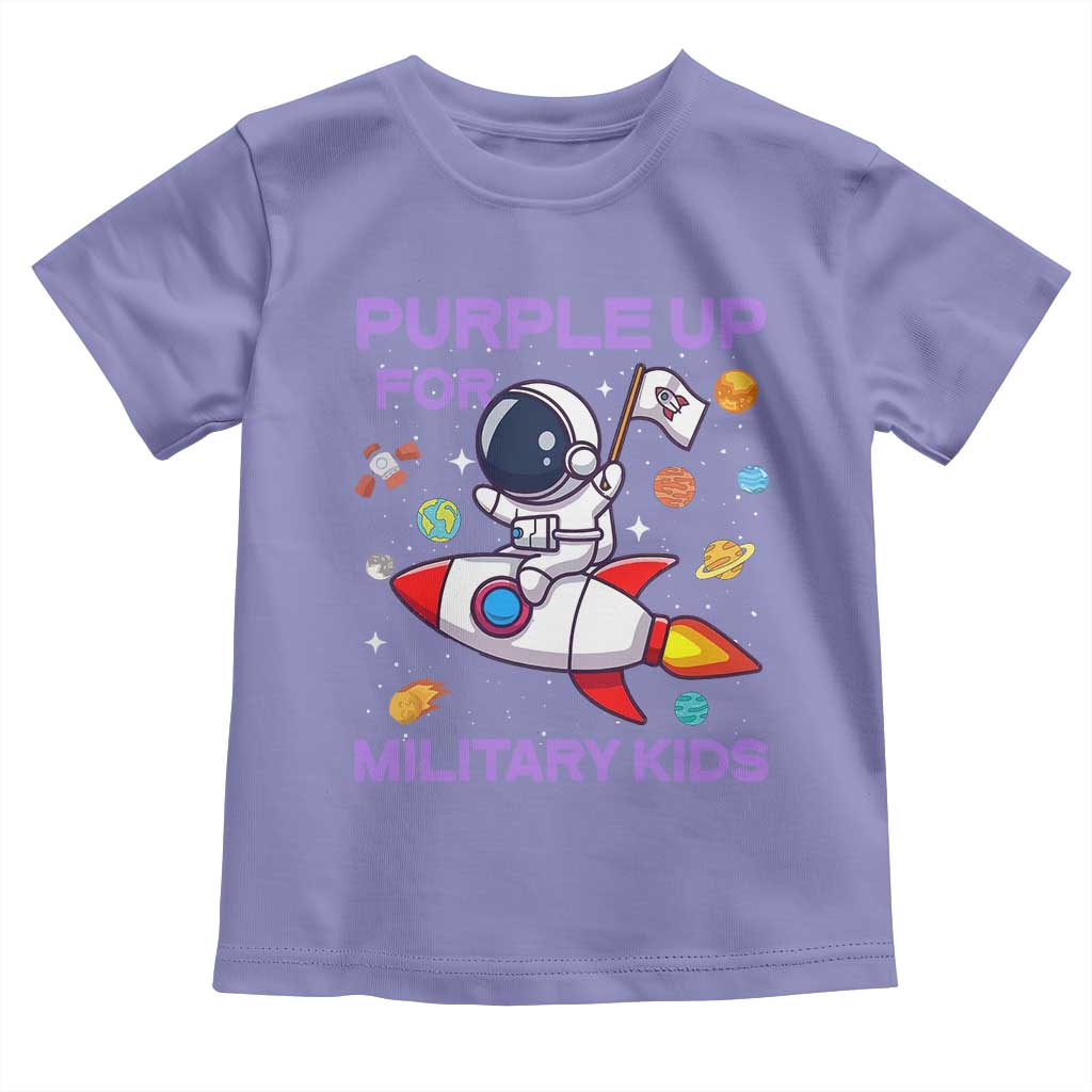 Purple Up For Military Kids Toddler T Shirt Military Child Month Astronaut Funny TS10 Violet Print Your Wear