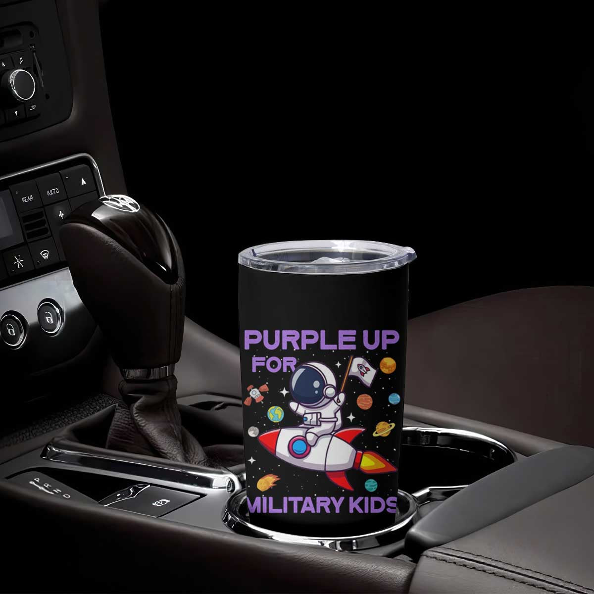 Purple Up For Military Kids Tumbler Cup Military Child Month Astronaut Funny TS10 Print Your Wear