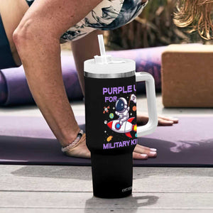 Purple Up For Military Kids Tumbler With Handle Military Child Month Astronaut Funny TS10 Print Your Wear