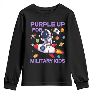 Purple Up For Military Kids Youth Sweatshirt Military Child Month Astronaut Funny TS10 Black Print Your Wear