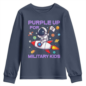 Purple Up For Military Kids Youth Sweatshirt Military Child Month Astronaut Funny TS10 Navy Print Your Wear