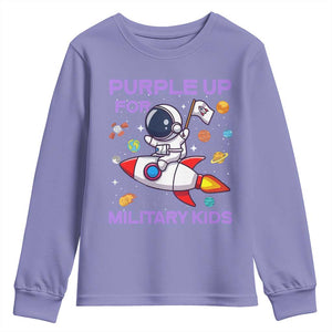 Purple Up For Military Kids Youth Sweatshirt Military Child Month Astronaut Funny TS10 Violet Print Your Wear